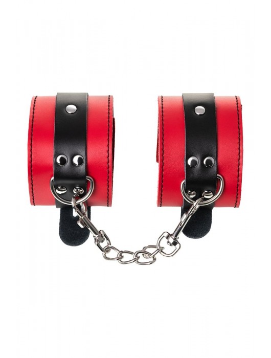 Красно-черные оковы на ноги из кожи - ToyFa - купить с доставкой в Димитровграде