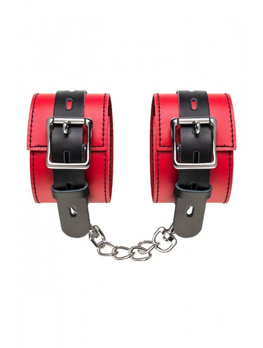 Красно-черные оковы на ноги из кожи - ToyFa - купить с доставкой в Димитровграде