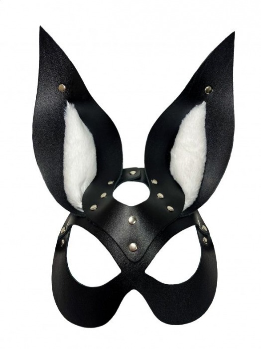 Черная маска зайки с белым мехом на ушках Miss Bunny - БДСМ Арсенал - купить с доставкой в Димитровграде