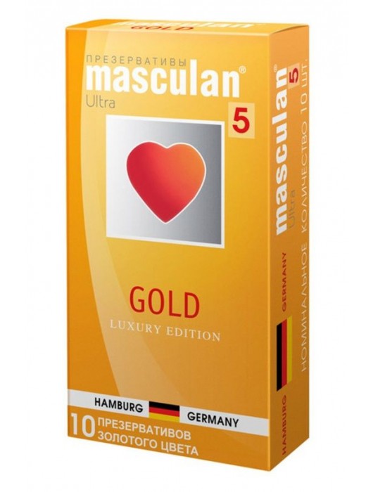 Презервативы Masculan Ultra Gold с золотым напылением и ароматом ванили - 10 шт. - Masculan - купить с доставкой в Димитровграде
