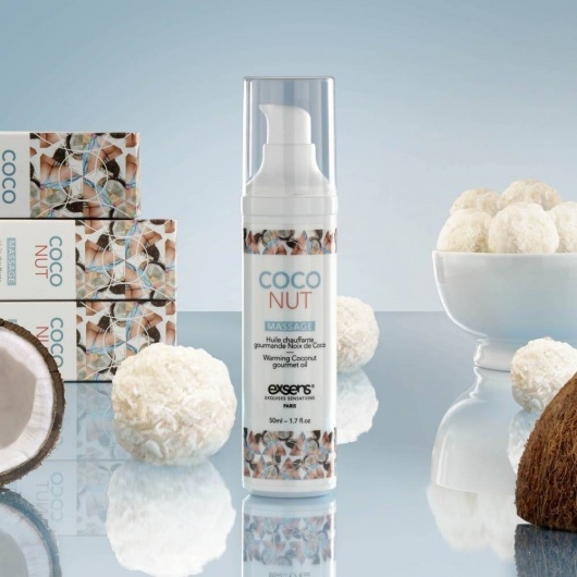 Разогревающее массажное масло с ароматом кокоса Gourmet Coconut - 50 мл. - Exsens - купить с доставкой в Димитровграде