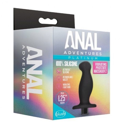 Черный анальный вибромассажёр Silicone Vibrating Prostate Massager 02 - 10,8 см. - Blush Novelties - в Димитровграде купить с доставкой