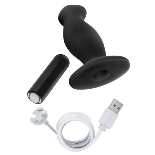 Черный анальный вибромассажёр Silicone Vibrating Prostate Massager 02 - 10,8 см. - Blush Novelties - в Димитровграде купить с доставкой
