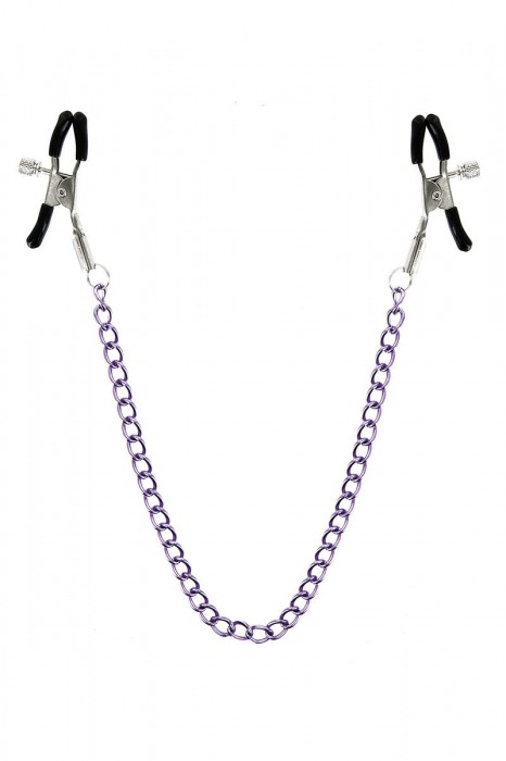 Зажимы для сосков с фиолетовой цепочкой Sweet Caress Nipple Chain - Sweet Caress - купить с доставкой в Димитровграде