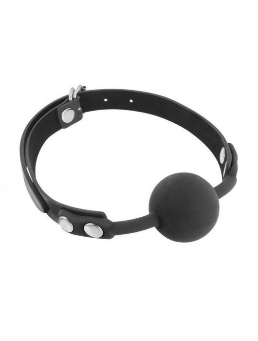 Черный силиконовый кляп-шарик на ремешках - Fetish Tentation - купить с доставкой в Димитровграде