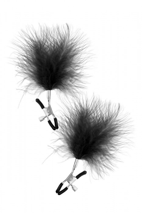 Зажимы на соски с черными пуховыми кисточками Sweet Caress Feather Nipple Clumps - Sweet Caress - купить с доставкой в Димитровграде