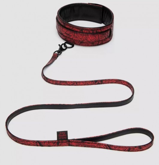 Стильный ошейник с поводком Reversible Faux Leather Collar and Lead - Fifty Shades of Grey - купить с доставкой в Димитровграде