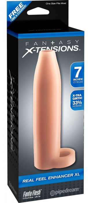 Телесная насадка Real Feel Enhancer XL - 17 см. - Pipedream - в Димитровграде купить с доставкой