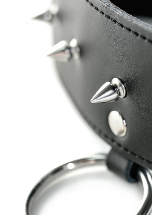 Чёрный кожаный ошейник с шипами - ToyFa - купить с доставкой в Димитровграде