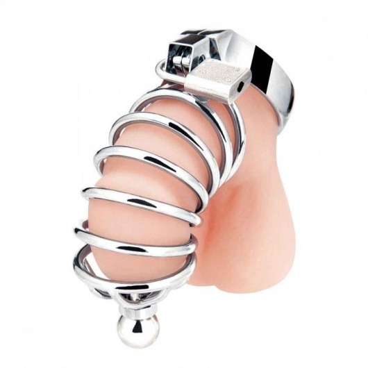 Серебристая клетка для члена Urethral Play Cage - BlueLine - купить с доставкой в Димитровграде