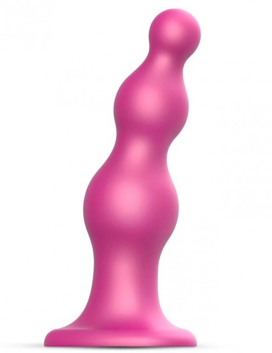 Розовая насадка Strap-On-Me Dildo Plug Beads size S - Strap-on-me - купить с доставкой в Димитровграде