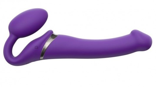 Фиолетовый безремневой вибрострапон Vibrating Bendable Strap-On - size L - Strap-on-me - купить с доставкой в Димитровграде