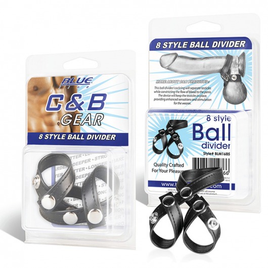 Разделитель мошонки из искусственной кожи на клепках 8 STYLE BALL DIVIDER - BlueLine - купить с доставкой в Димитровграде