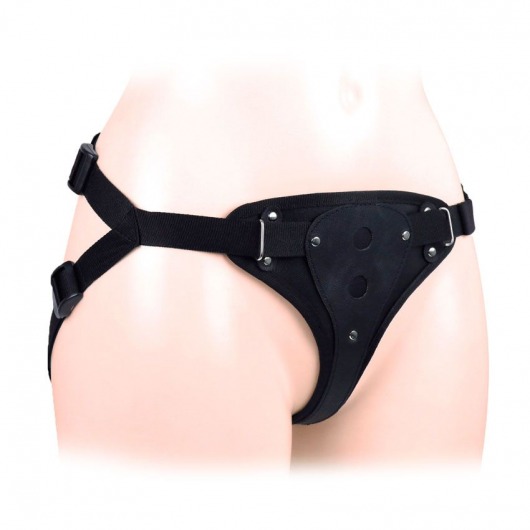 Черный пояс-трусики в комплекте с коннектором и насадкой - Notabu - купить с доставкой в Димитровграде