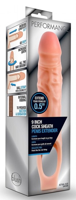 Телесная насадка на пенис 9 Inch Cock Sheath Extender - 22,2 см. - Blush Novelties - в Димитровграде купить с доставкой