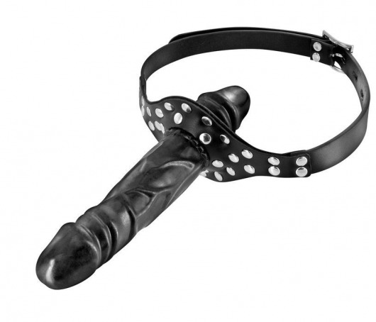 Черный кляп-фаллоимитатор Double Penis Gag - Fetish Tentation - купить с доставкой в Димитровграде