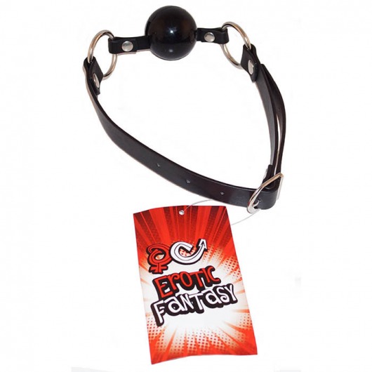 Силиконовый черный кляп-шарик на ремне Black Ballgag - Erotic Fantasy - купить с доставкой в Димитровграде