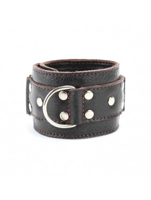 Коричневые кожаные оковы с клепками - БДСМ Арсенал - купить с доставкой в Димитровграде