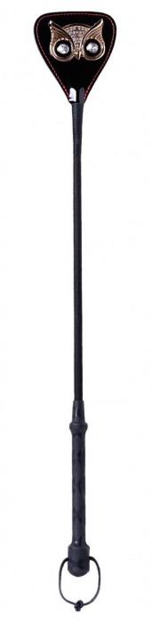 Чёрный стек с совой на кожаном наконечнике - 24 см. - ToyFa - купить с доставкой в Димитровграде