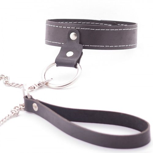 Узкий однослойный ошейник с поводком - Crazy Handmade - купить с доставкой в Димитровграде