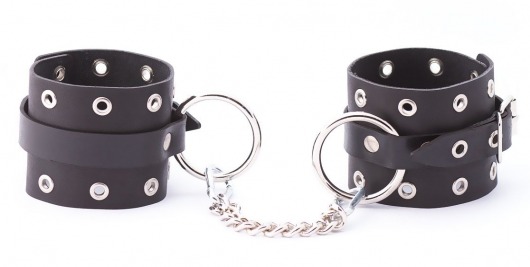 Черные кожаные оковы с люверсами - Crazy Handmade - купить с доставкой в Димитровграде