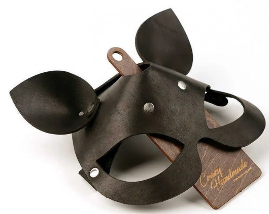 Черная кожаная маска  Кошка  с маленькими ушками - Crazy Handmade - купить с доставкой в Димитровграде