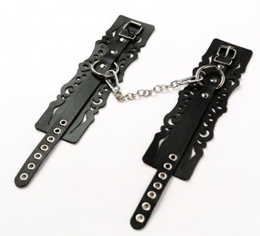 Узорчатые кожаные оковы с регулируемыми ремешками - Crazy Handmade - купить с доставкой в Димитровграде