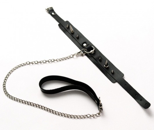 Черный ошейник с шипами и поводком - Crazy Handmade - купить с доставкой в Димитровграде