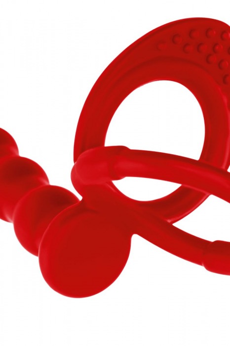 Красная насадка на пенис для двойного проникновения - 19,5 см. - ToyFa - купить с доставкой в Димитровграде