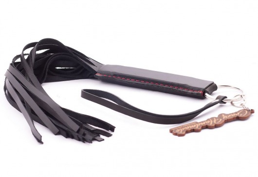 Черная кожаная плеть с удобной ручкой - 50 см. - Crazy Handmade - купить с доставкой в Димитровграде