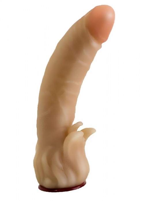 Телесная гелевая насадка-фаллос с клиторальными лепестками - 18,5 см. - LOVETOY (А-Полимер) - купить с доставкой в Димитровграде
