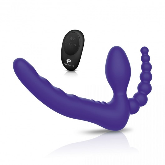 Фиолетовый безремневой страпон с пультом ДУ 7’’ Remote Control Strapless - 24 см. - Pegasus - купить с доставкой в Димитровграде