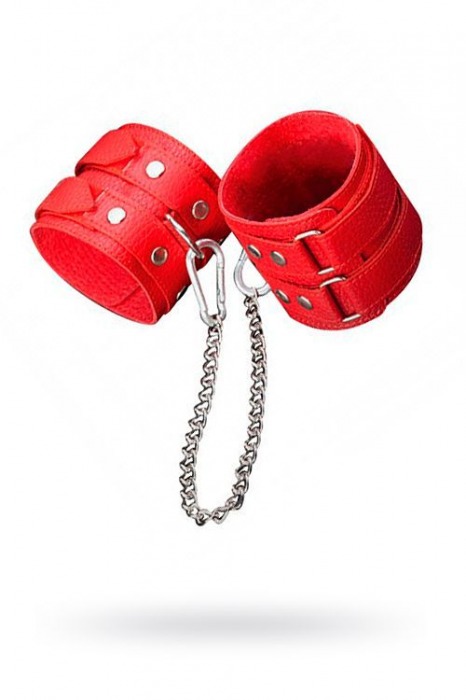 Кожаные красные оковы с цепочкой - Sitabella - купить с доставкой в Димитровграде