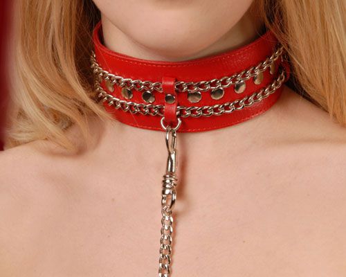 Красный ошейник с цепочками - Sitabella - купить с доставкой в Димитровграде