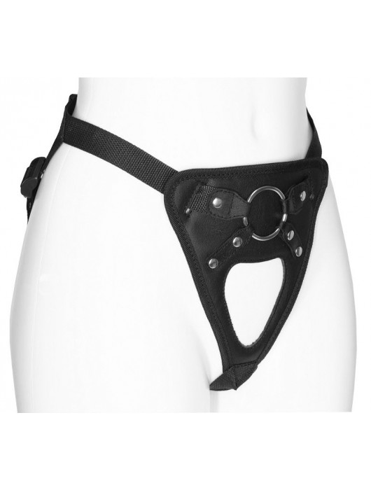 Черный универсальный пояс с фиксацией насадок кольцом - LOVETOY (А-Полимер) - купить с доставкой в Димитровграде