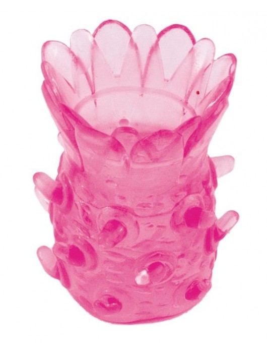 Розовая рельефная насадка на пенис - Toyfa Basic - в Димитровграде купить с доставкой