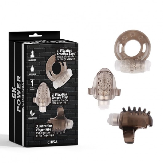 Набор из 3 дымчатых эрекционных колец с вибрацией Teasers Ring Kit - Chisa - в Димитровграде купить с доставкой