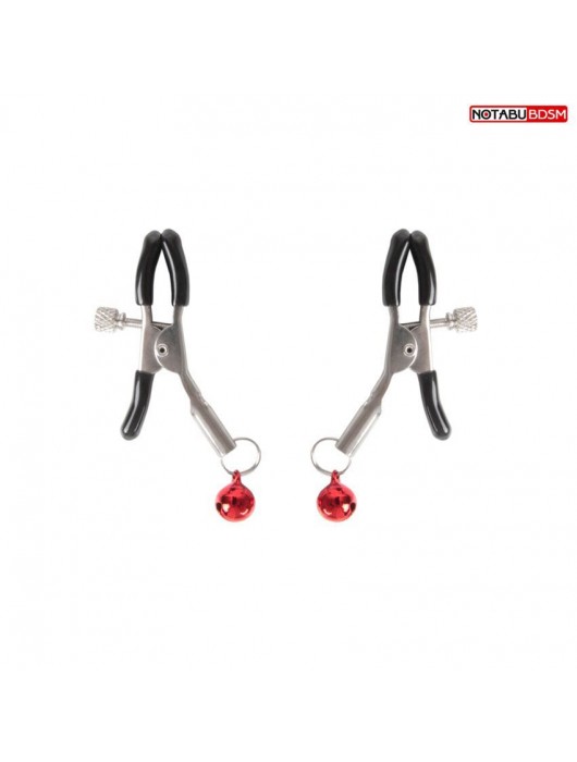 Серебристые зажимы на соски с шариками - Notabu - купить с доставкой в Димитровграде