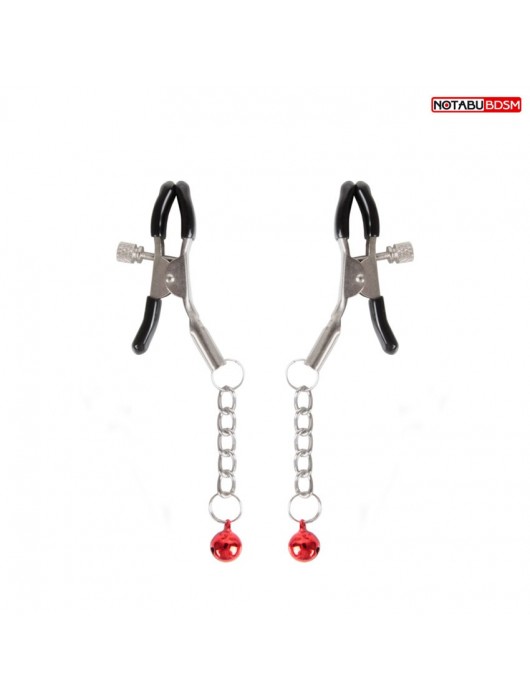 Серебристые зажимы на соски с шариками на цепочках - Notabu - купить с доставкой в Димитровграде