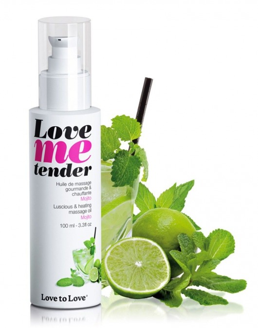 Съедобное согревающее массажное масло Love Me Tender Mojito с ароматом мохито - 100 мл. - Love to Love - купить с доставкой в Димитровграде
