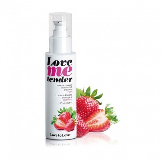 Съедобное согревающее массажное масло Love Me Tender Strawberry с ароматом клубники - 100 мл. - Love to Love - купить с доставкой в Димитровграде