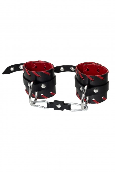 Черно-красные наручники из натуральной кожи - Pecado - купить с доставкой в Димитровграде