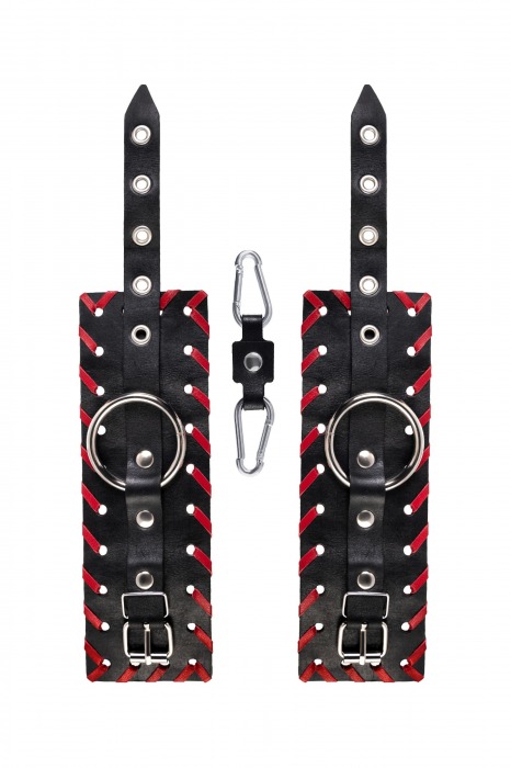 Черно-красные наручники из натуральной кожи - Pecado - купить с доставкой в Димитровграде