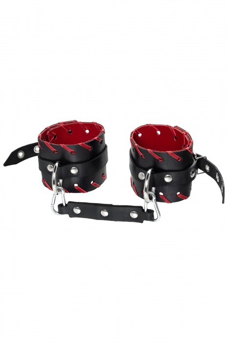 Черно-красные оковы из натуральной кожи - Pecado - купить с доставкой в Димитровграде