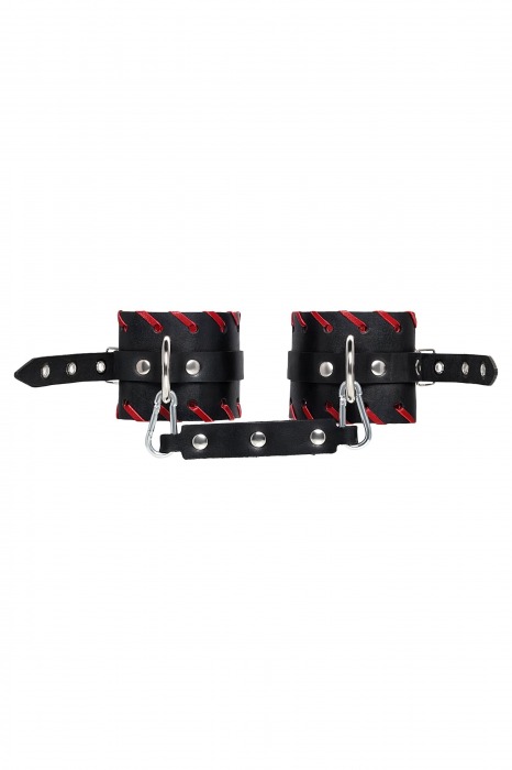 Черно-красные оковы из натуральной кожи - Pecado - купить с доставкой в Димитровграде