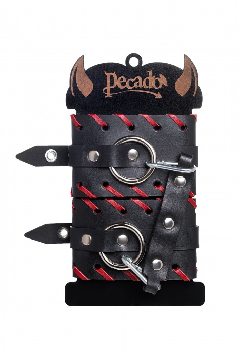 Черно-красные оковы из натуральной кожи - Pecado - купить с доставкой в Димитровграде