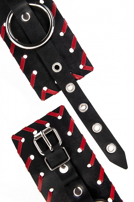 Черно-красные оковы из натуральной кожи - Pecado - купить с доставкой в Димитровграде