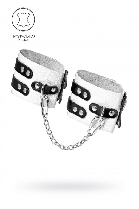 Бело-черные оковы с двумя ремешками и люверсами - Pecado - купить с доставкой в Димитровграде