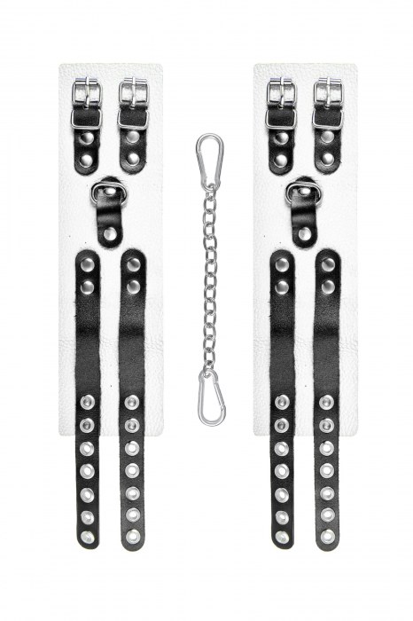 Бело-черные оковы с двумя ремешками и люверсами - Pecado - купить с доставкой в Димитровграде
