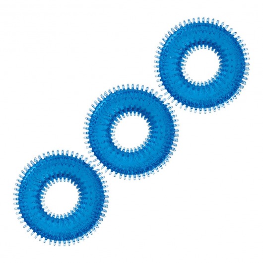 Комплект из трех голубых колец для эрекции 3-Pack Ultra-Stim Stretch Cock Rings - BlueLine - в Димитровграде купить с доставкой